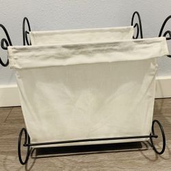 Metal And Linen Storage Basket 