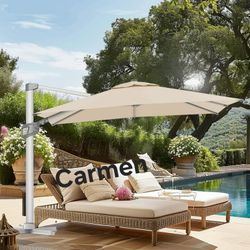 11FT Cantilever Patio Umbrella, Offset Umbrella Outdoor Patio, Unlimited Tilting System, Heavy Duty Large Umbrella with