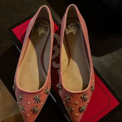 Pink Velvet Flats