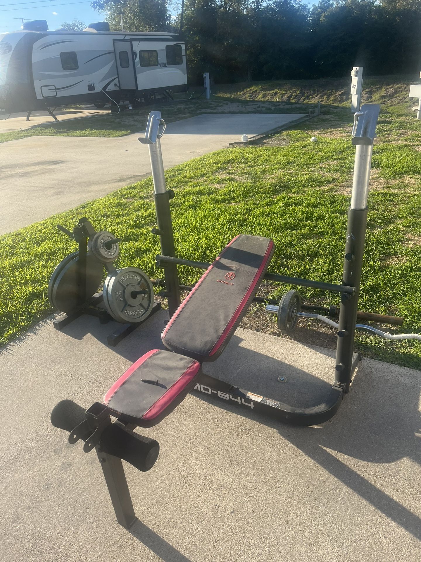 Weight Bench + Weights + Bars 