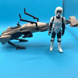 Vintage 1983 Kenner Star Wars ROTJ Speeder Bike Vehicle with Action figure