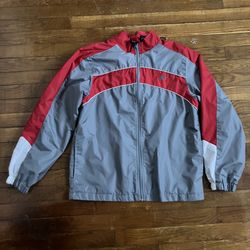 Vintage Starter Zip Up Track Jacket Windbreaker Red Grey Size Youth XXL 18
