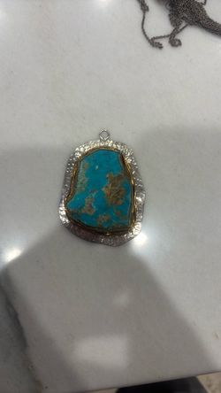 Turquoise Stone Pendant with Silver Bezel