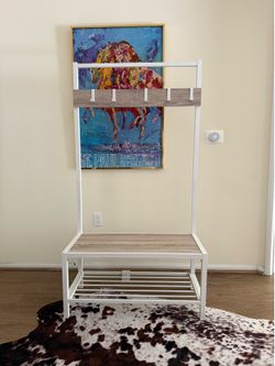 Entryway Bench with Coat Hooks