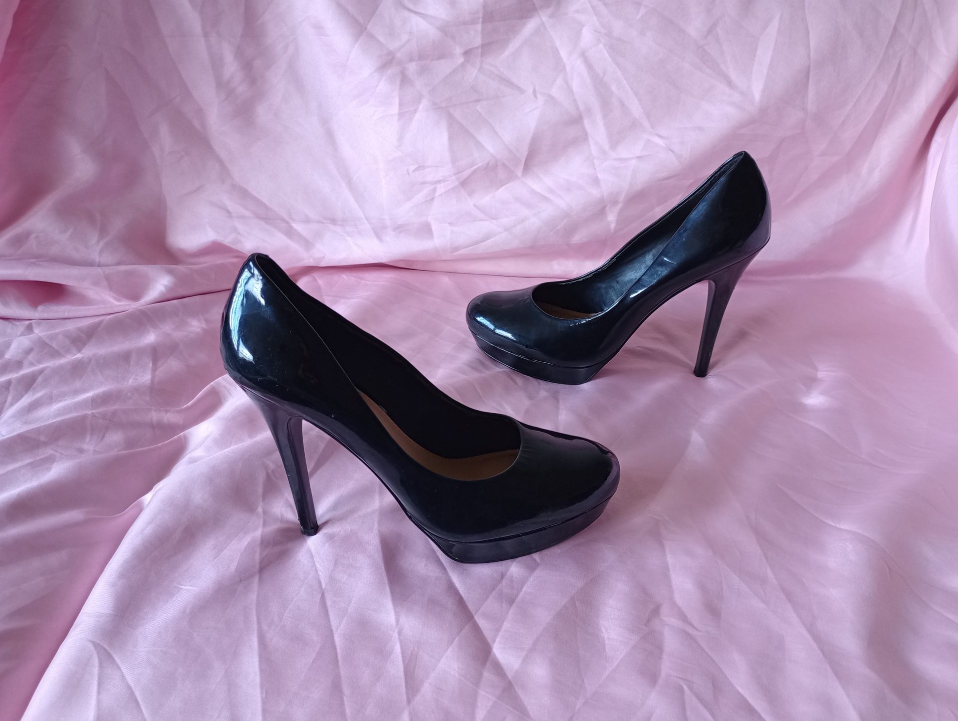 ARTURO CHIANG Womens US 8M Black Patent Leather Platform Round Toe 5" PUMPS