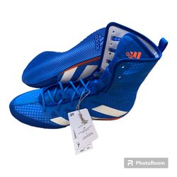 adidas Box Hog 4 Boxing Shoes Blue White Gym Training Size 7 FITS A WOMENS SIZE  8