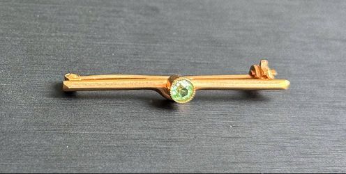 Vintage Jewelry 583 14k solid rose gold Soviet Union prasiolite 0.25CT Brooch Design