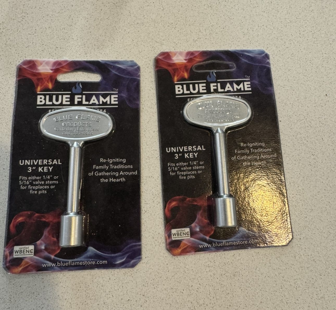 Blue Flam 3” university fireplaces or fire pits key Set of 2