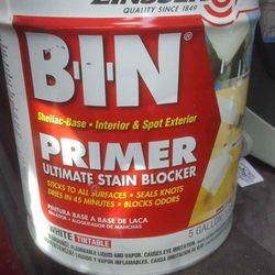 Zinsser B.i.n. Primer. Ultimate Stain Blocker. White (Tintable). 5 Gal.and 1Gals.