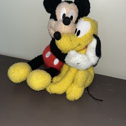 Vintage Fisher-Price 2001 Disney Mickey and Pluto Plush Set – Excellent Condition with Tags