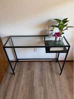 IKEA Vittsjö Black Glass Top Desk