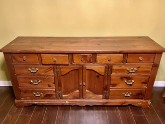 Beautiful Antique Palliser Solid Oak Two-Door Large Chest of Drawers - French Provincial 72"W
