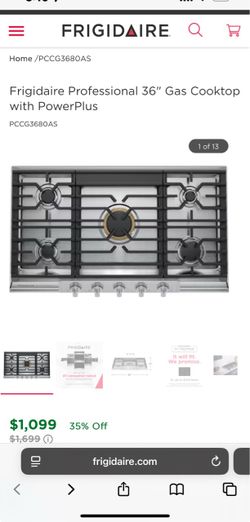 New in box Frigidaire Professional 36" Gas Cooktop with Power Plus PCCG3680AS