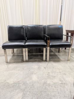 Set of Six Black Dining Chair in Faux Leather