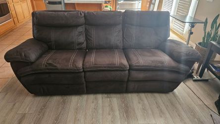 Dark Brown Microfiber Reclining Sofa