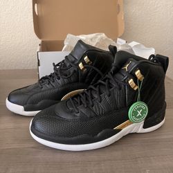 Women's Black Leather Air Jordan 12 Retro