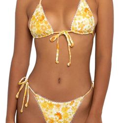 Flower Triangle Bikini Swimsuit Medium 