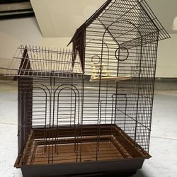 Vintage-Style Metal Bird Cage with Playhouse Design