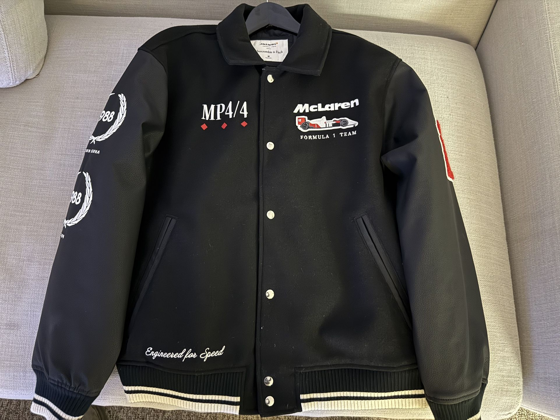 Brand New Never Worn Abercrombie & Fitch Formula 1 McLaren Varsity Jacket Men’s Medium M $40