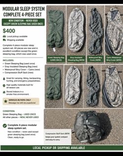 🏕️ Complete Modular Sleep System by– 4-Piece Set – Like New – 195