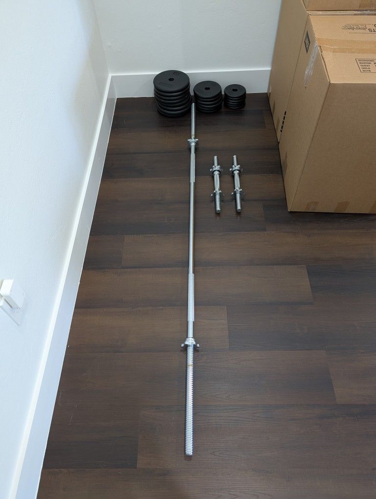 Barbell And Dumbbells With Weights