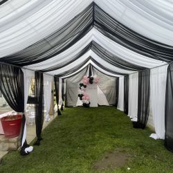 Black Chiffon Sewn Draping 