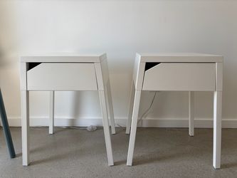 2 White Metal Nightstands