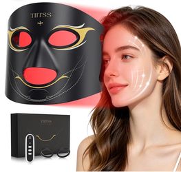 TIITSS Red Light Therapy Face Mask Rechargeable 400 Beams 4 Modes 860NM Black, Brand new sealed box