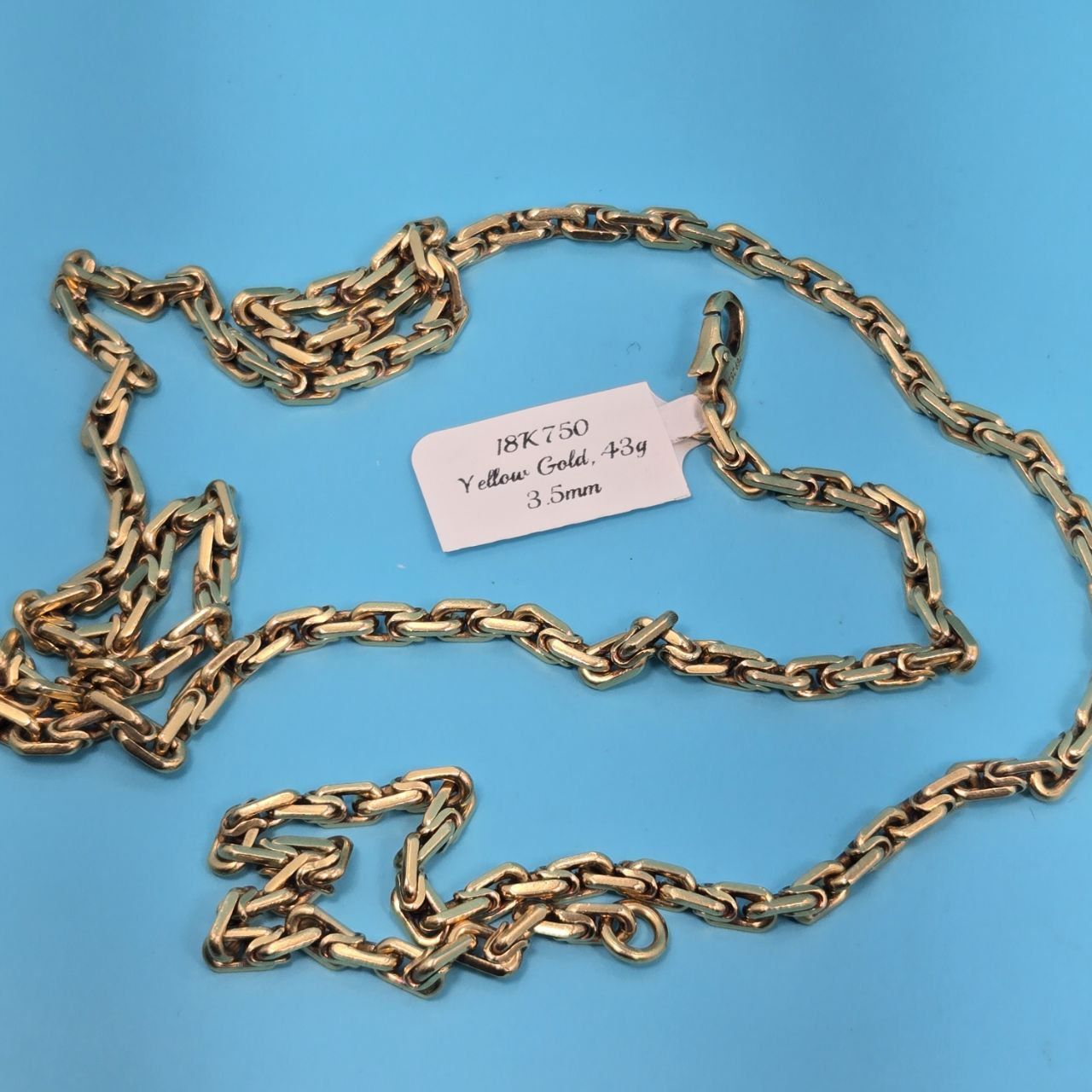 18K 750 Solid Yellow Gold Chain Necklace 3.5mm Width