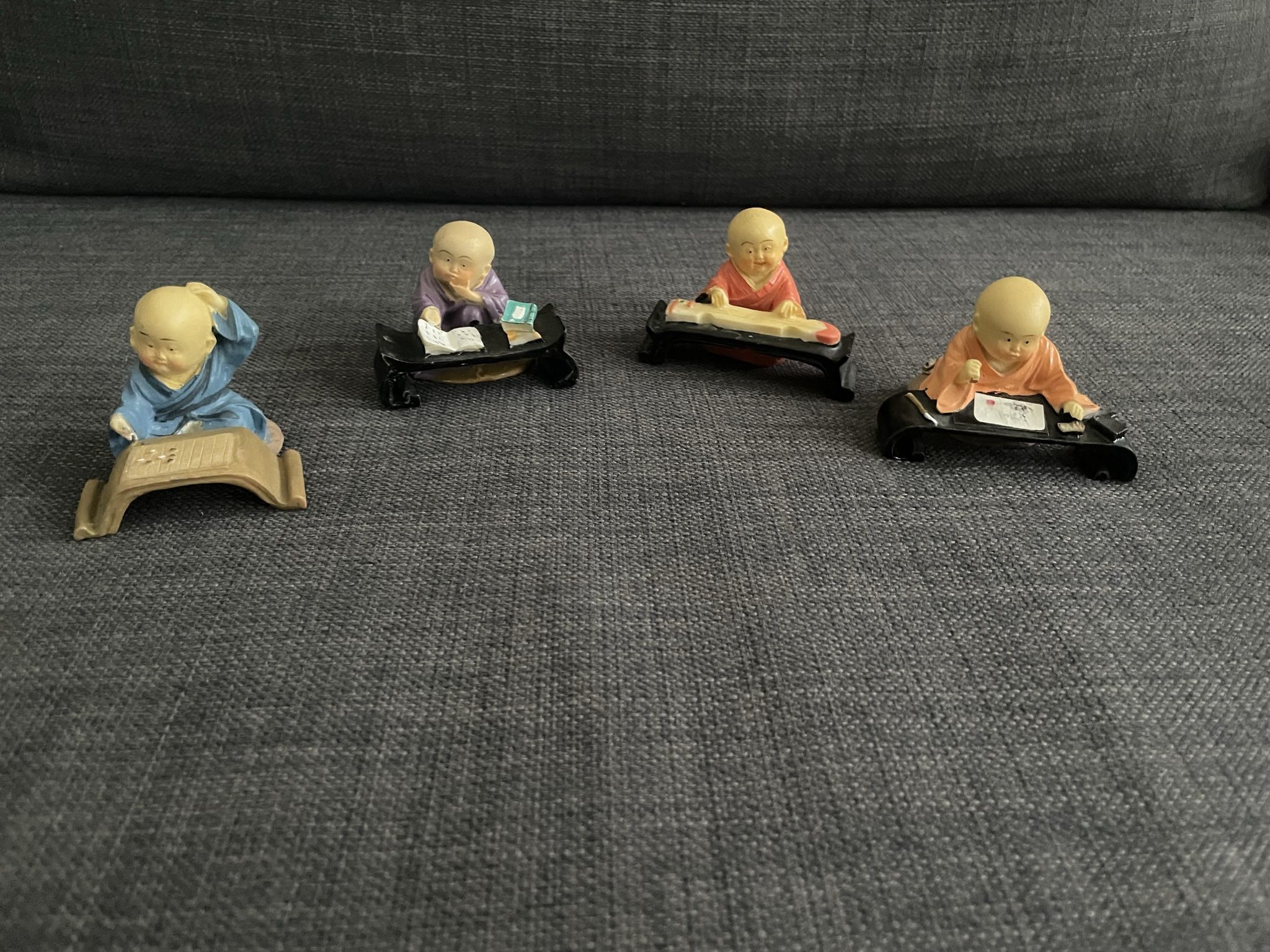 Set of 4 Buddha Monk Statues Figurines Decor Buddhism with Original Box