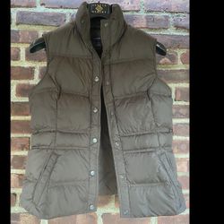 Lands End Women's Size S Puffer Quilted Vest Brown  W/ Zip Up Front 6-8
