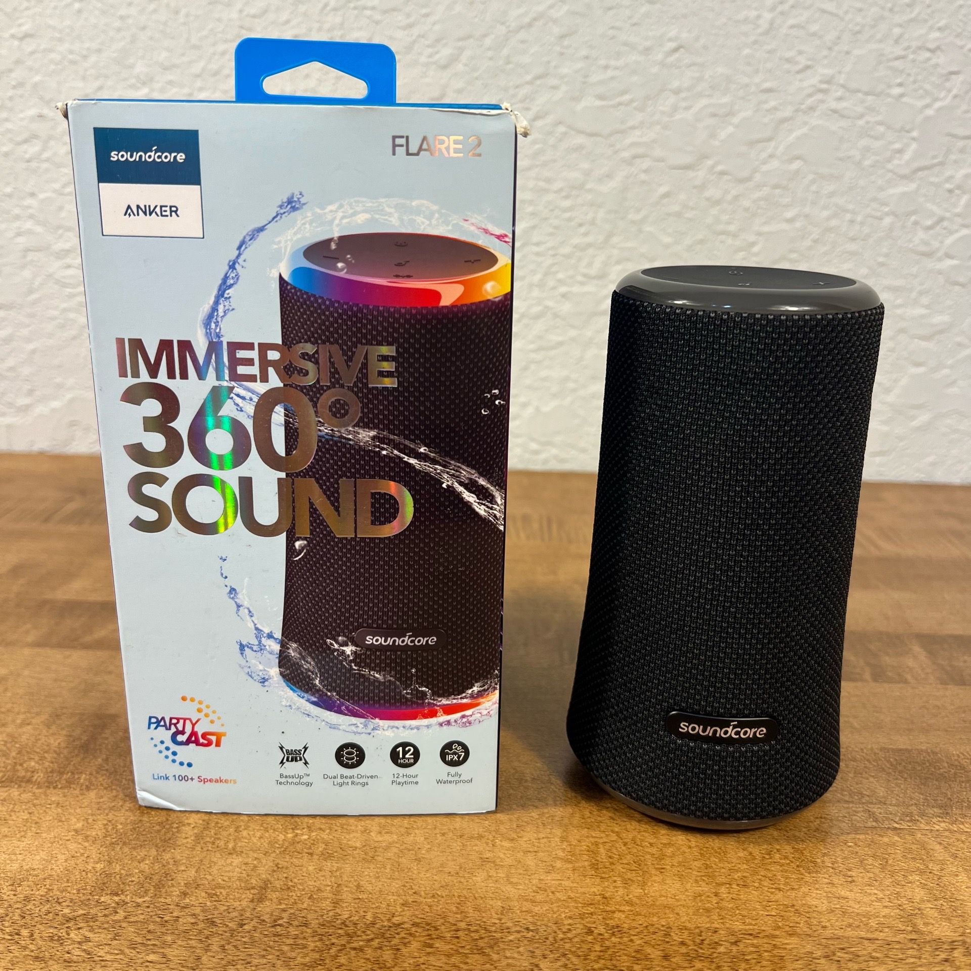 Soundcore Flare 2 Waterproof Bluetooth Speaker With Charging Cord