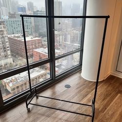 Black Metal Garment Rack with Wheels