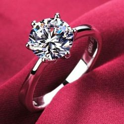 925 Sterling Silver Cz Engagement Ring 7