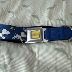 Peanuts Snoopy Buckle Down Blue Dog Collar Large