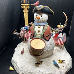 Lenox Drum And Birdie Corp Snowman Patriotic Figurine As Is