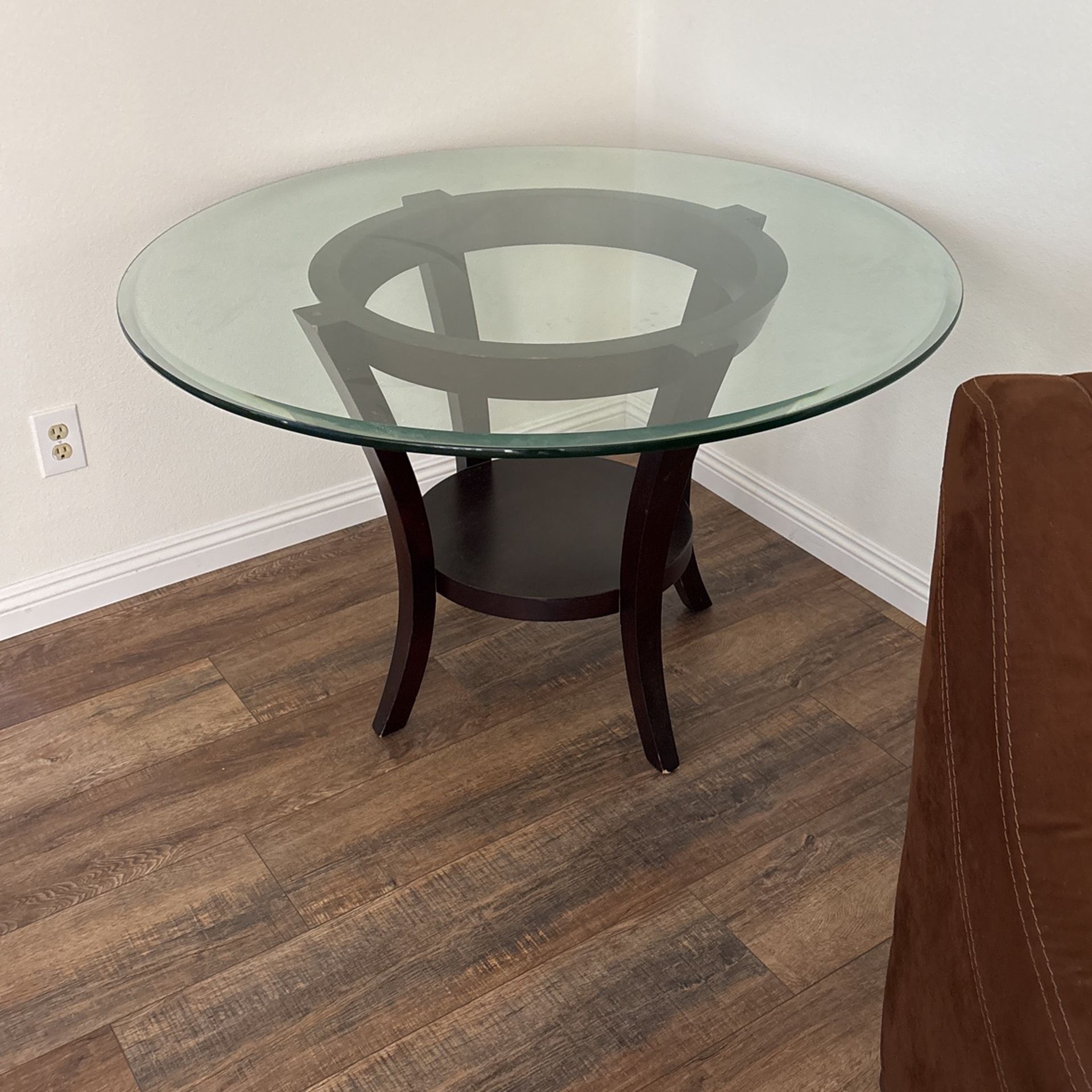 Round Glass Dining Table With Wood Base