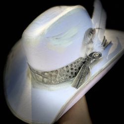 The White Caiman 🤍  Custom Cowboy Hat Size XL