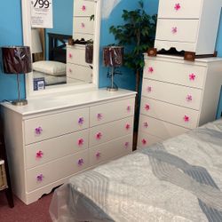 🌸HUGE Kids Furniture Blowout Sale!🌸 Brand New 4 PC White Bedroom Set! $50 Down Takes It Home Today!