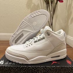 New Air Jordan 3 Retro 2025 Pure Money White/Metallic Silver Men’s Size 10