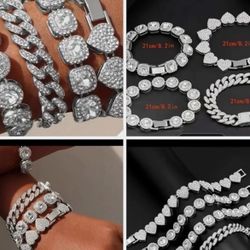 Bold bracelets, lots of bling $20 each also in gold