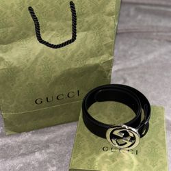 Black Leather Gucci Belt 