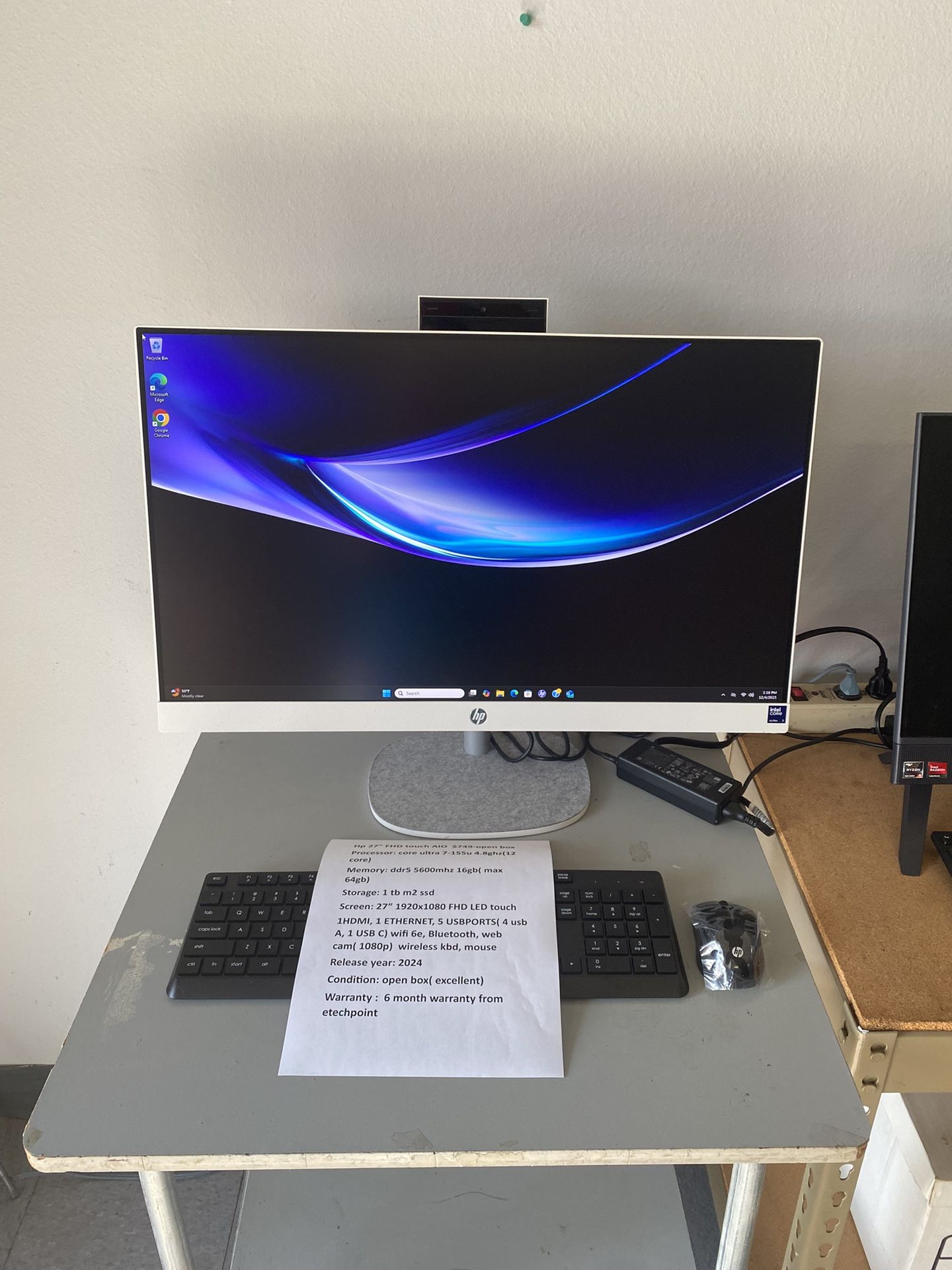 Hp 27” Fhd Touch Aio Ultra7-155u(12core) Ddr5 16gb 1tb Ssd Win 11/warranty