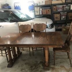 Oak Dining Room Set And Hutch