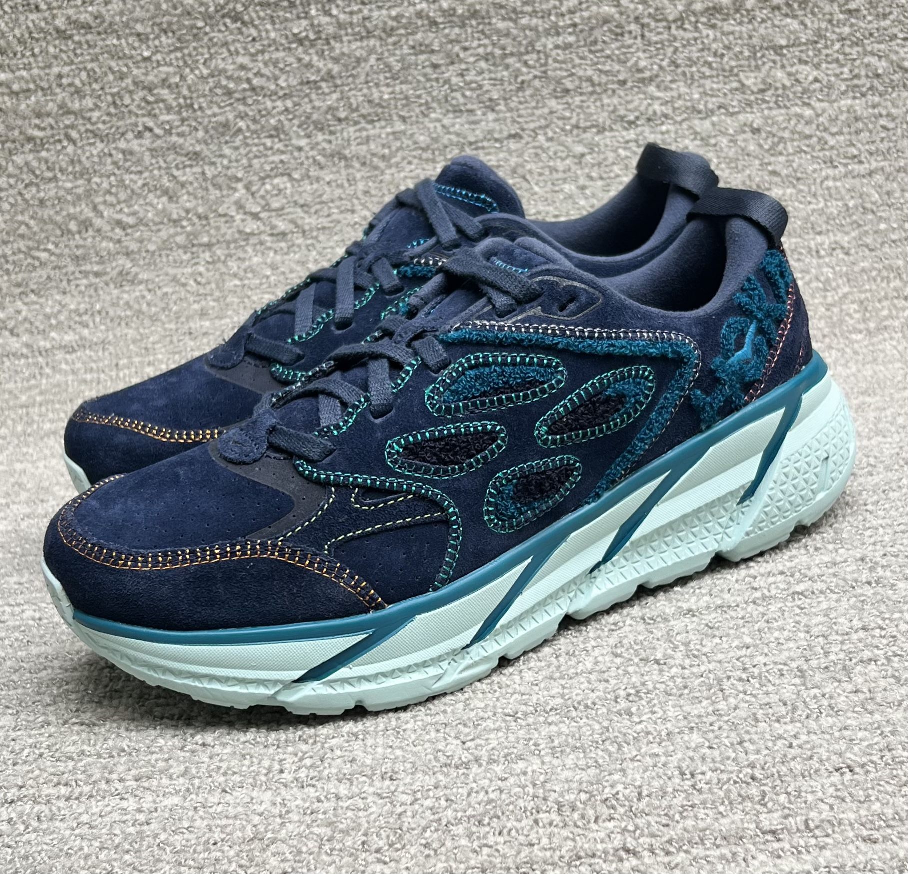 Hoka One One Unisex Clifton L Embroidery Navy Running Shoes