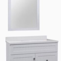 New 36” Vanity With Too And Mirror Wood