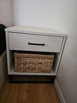 Beige Wood Nightstand