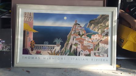Thomas McKnight Italian Riviera Painting 24 inches long