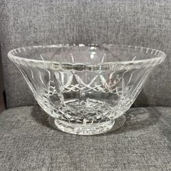 Vintage 10” Hand-Cut 24% lead Crystal Bowl – Made in Poland – Starburst Diamond Pattern