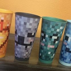 New Set Of 6 Minecraft Plastic Cups  Large 24 oz